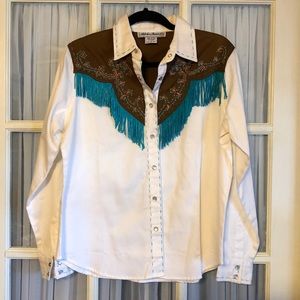 NWOT Adobe Rose Long Sleeved Western Shirt - SZ L